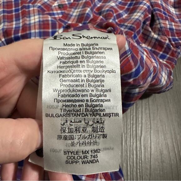 Ben Sherman Canclini Red Blue & White Plaid Button Down Shirt Size L - Picture 7 of 9